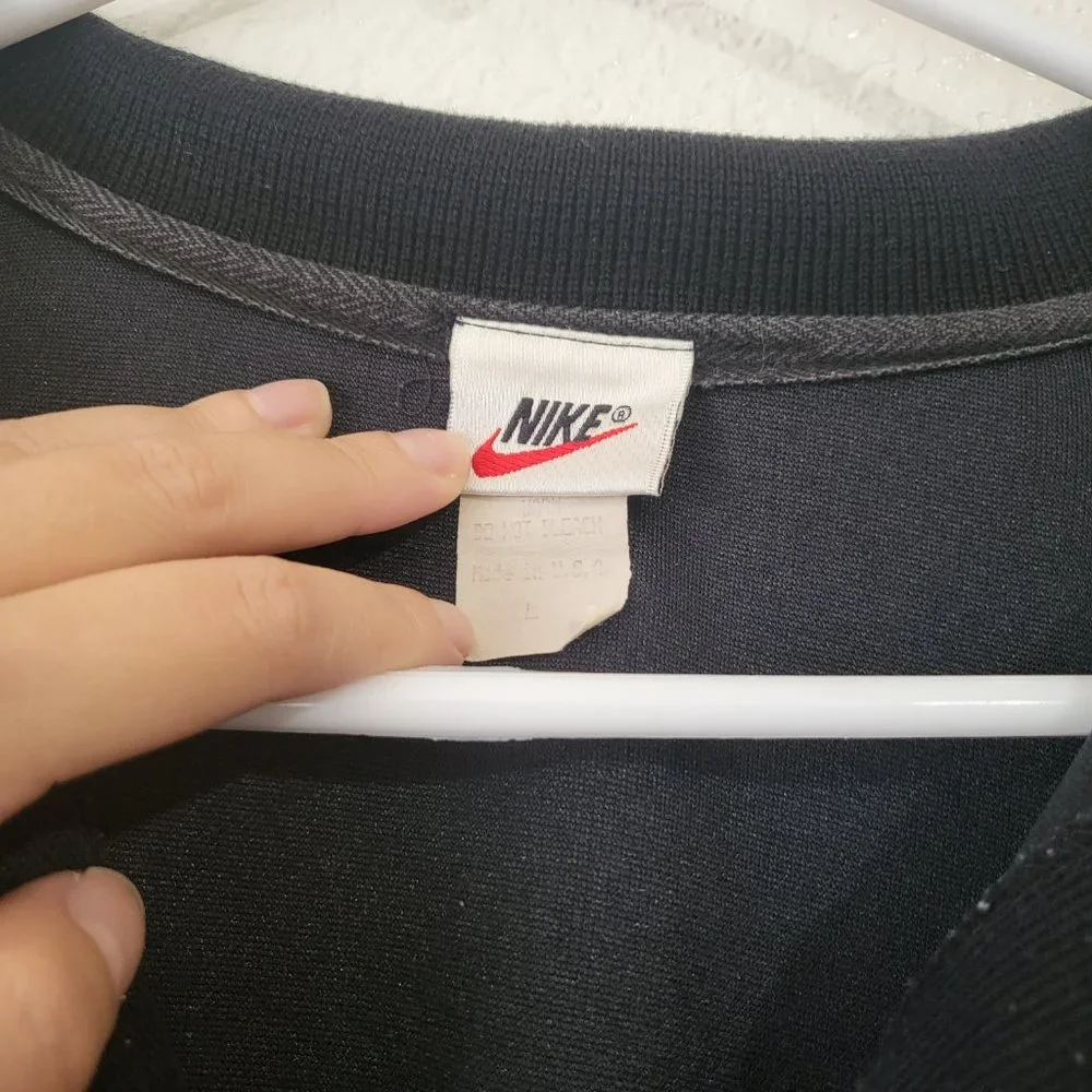 Vintage Men's Nike Embroidered Big Swoosh Polo Black‎ Shirt 90s Short Sleeves